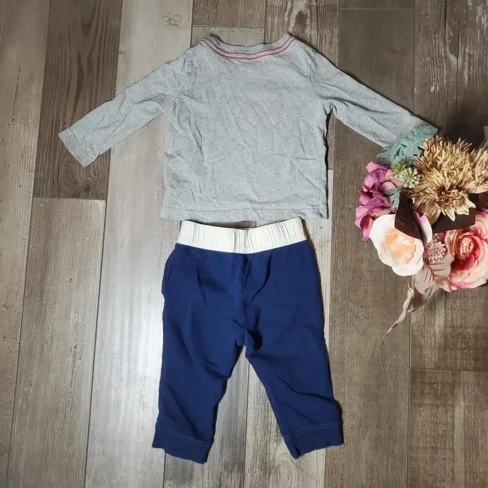 Crazy 8 Baby Boy 6-12m Blue and Gray Little Champ League Outfit NWOT